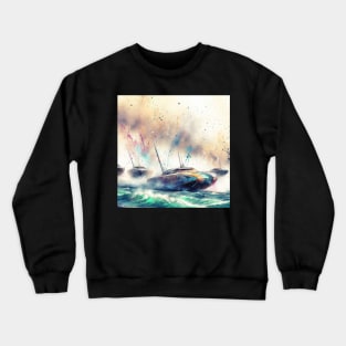 Artistic illustration of high speed boats on the water Crewneck Sweatshirt